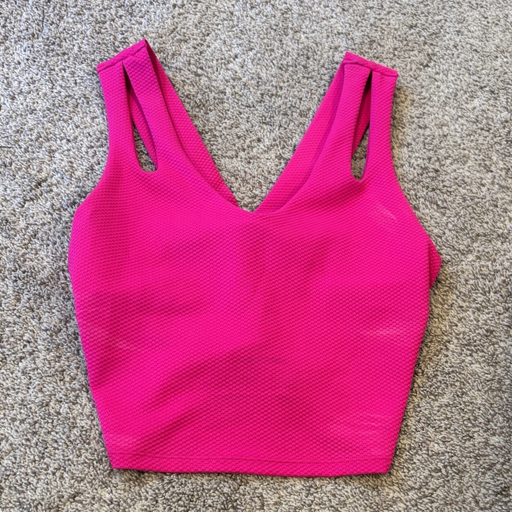 Beach Riot Hot Pink Textured V-Neck Crop Top